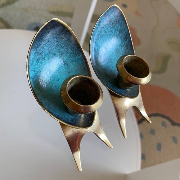 VTG I MCM I Oppenheim Israel I Art Deco Candle Holders - Picture 11 of 16